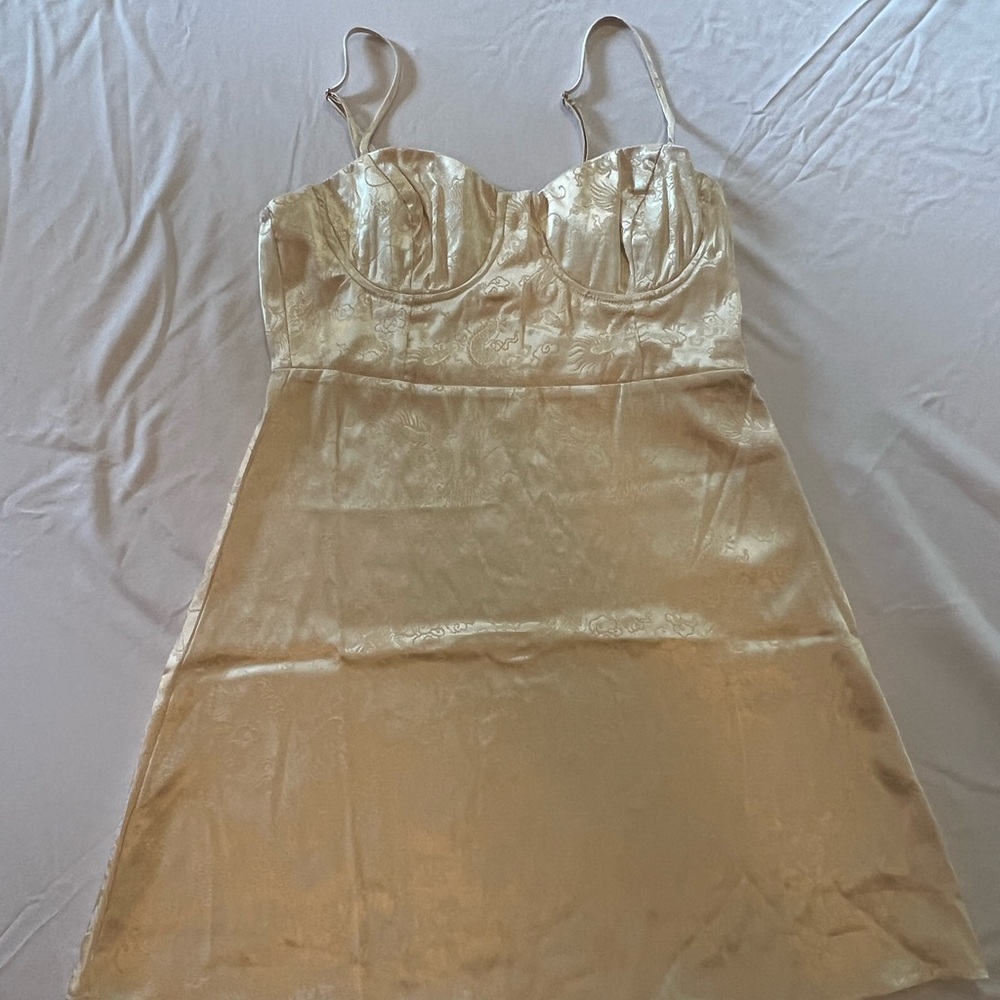 Princess Polly Cream Jacquard Dress